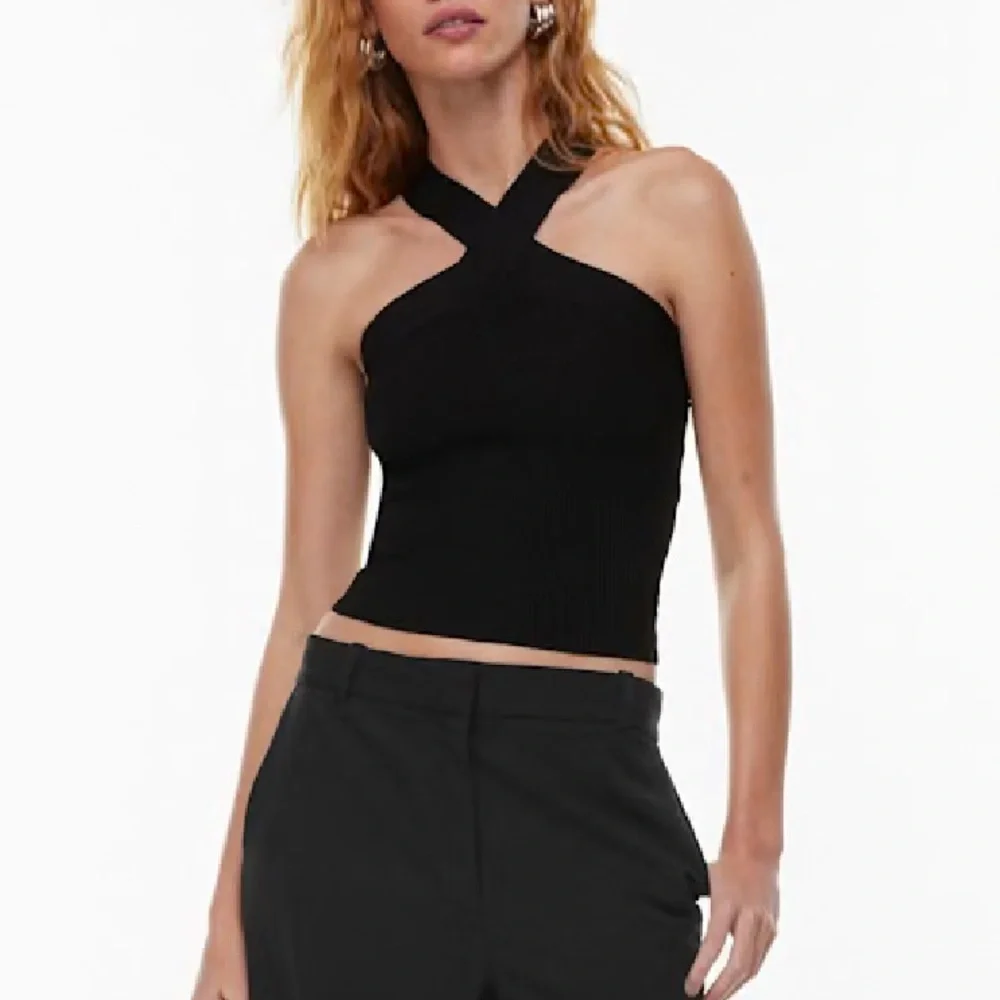 Aritzia Babaton Sculpt Knit Criss Cross Tank Black BNWT Size M - Picture 2 of 11